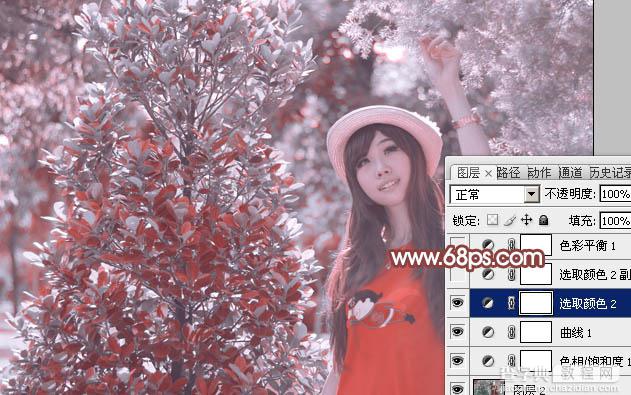 photoshop利用通道替换打造出唯美的淡调紫红色外景人物16