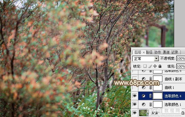 Photoshop为树丛中的美女图片调制出小清新粉红色的详细教程7
