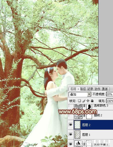 Photoshop将树林婚片调制出柔和的淡绿色21