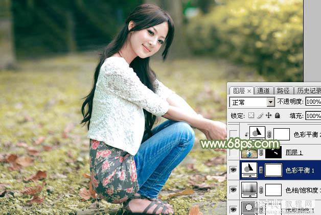 Photoshop为外景美女图片打造古典中性暖色21