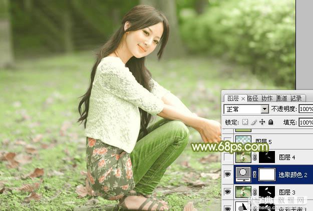 Photoshop为外景美女增加柔美的古典淡绿色21
