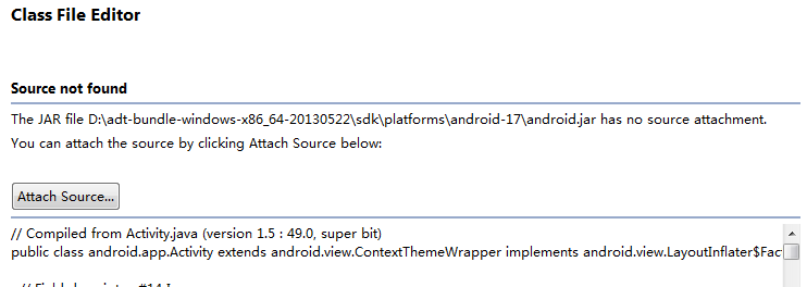Eclipse中查看android工程代码出现