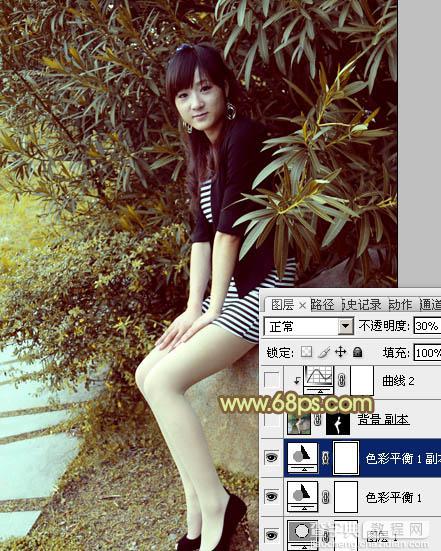 Photoshop为树林美女加上柔和的古典褐色调效果教程12