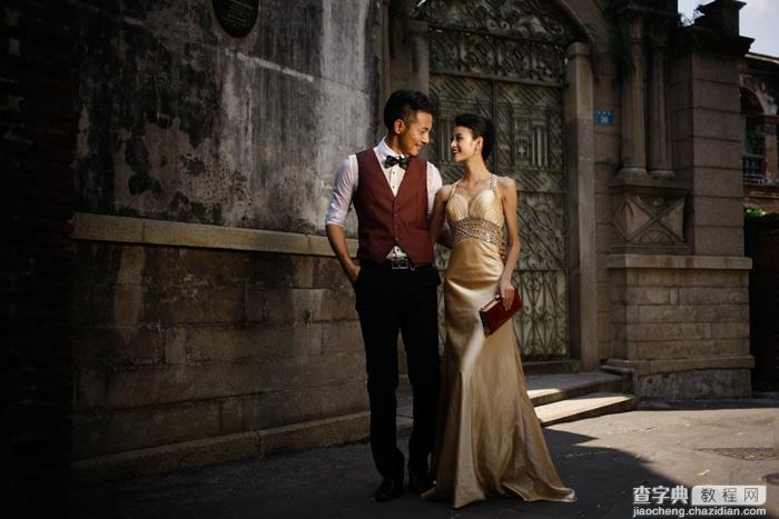 Photoshop为偏暗的古建筑婚片打造强质感的冷色调1
