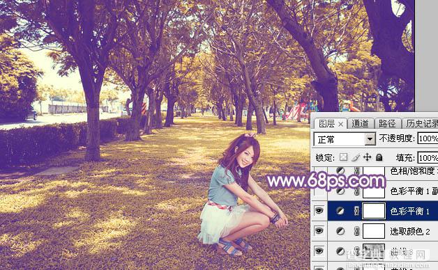 Photoshop为清爽的公园美女调制唯美的淡暖色31