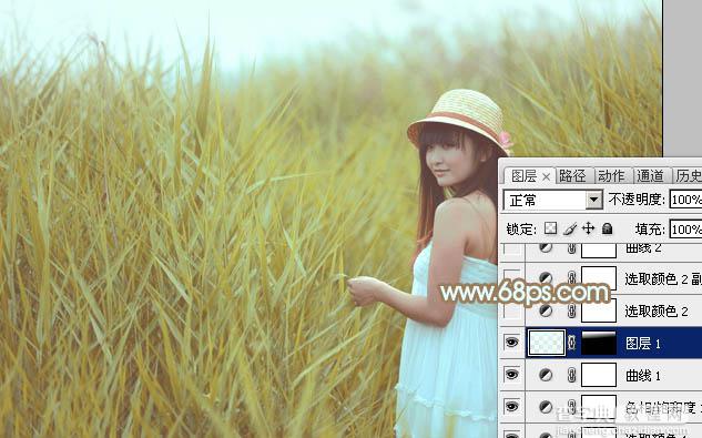 Photoshop为外景人物图片打造小清新的韩系淡褐色18