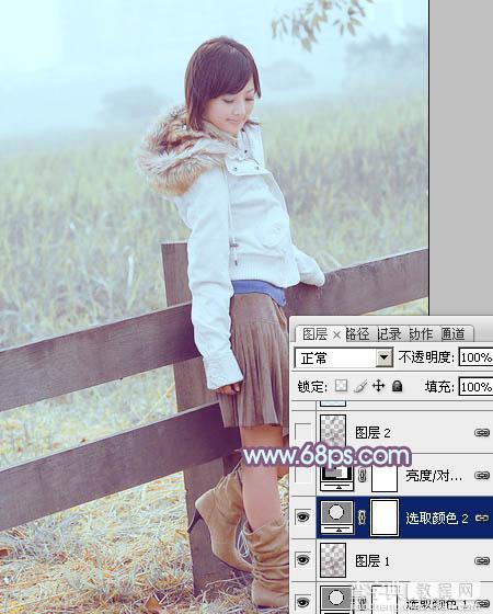 Photoshop为田园美女调制出淡雅的韩系淡蓝色28