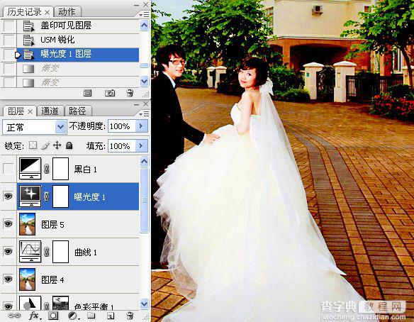 Photoshop将为泛白的外景婚片天空调制鲜艳效果31