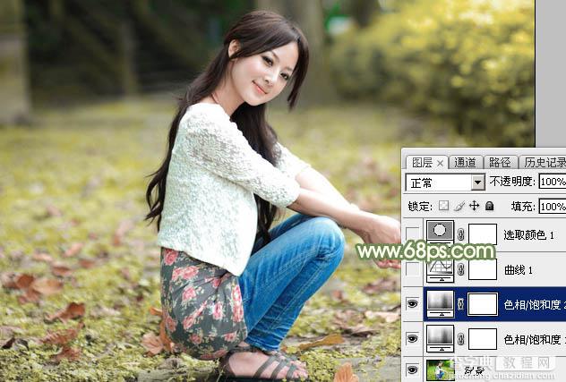 Photoshop为外景美女图片打造古典中性暖色7