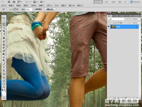 Photoshop将泛白的树林人物图片调制出蓝色天空效果7