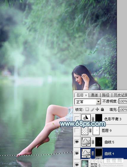 Photoshop将水边的美女调制出淡淡的青绿蜜糖色35