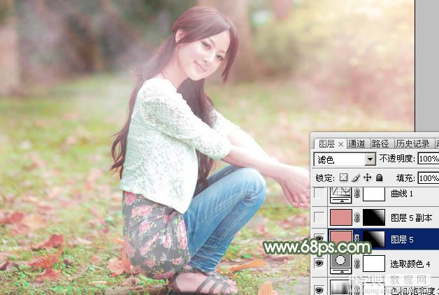 Photoshop将美女图片打造唯美的初夏粉调阳光色28