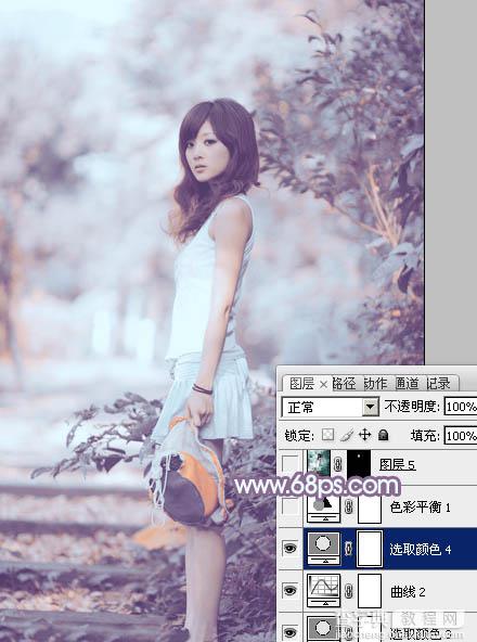 photoshop利用通道替换工具将外景人物图片制作出淡美的蓝紫色25