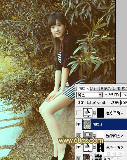 Photoshop为树林美女加上柔和的古典褐色调效果教程30