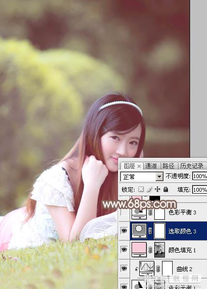 Photoshop为甜美的外景美女加上漂亮的粉褐色33