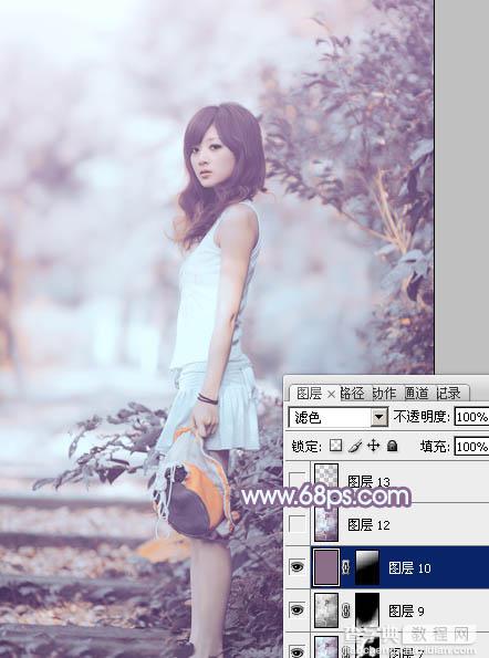 photoshop利用通道替换工具将外景人物图片制作出淡美的蓝紫色32