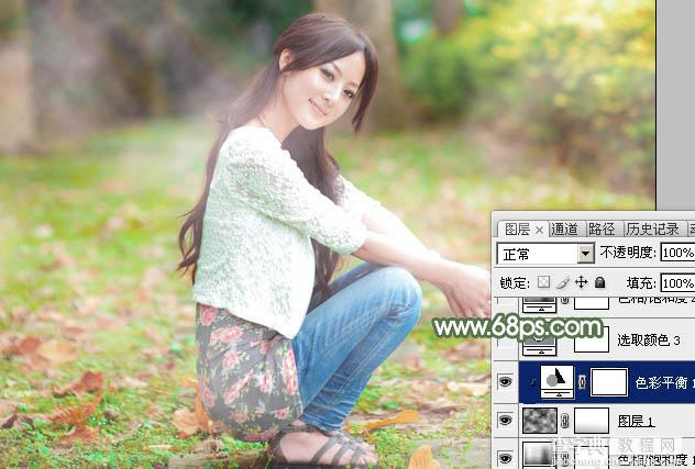 Photoshop将美女图片打造唯美的初夏粉调阳光色15