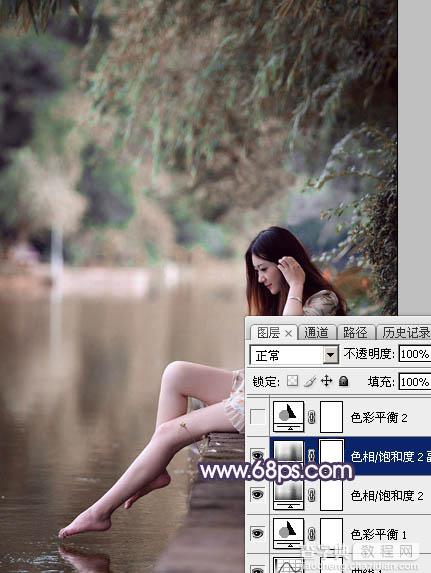 Photoshop为美女加上唯美的暗调蓝紫色18