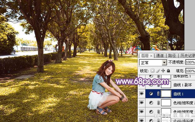 Photoshop为清爽的公园美女调制唯美的淡暖色10