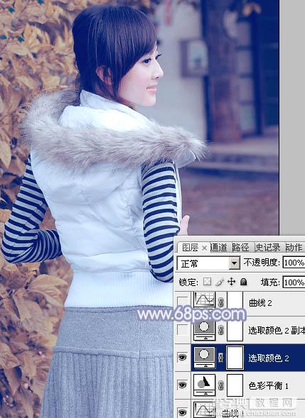 Photoshop为美女图片加上淡雅的韩系冬季冷色22