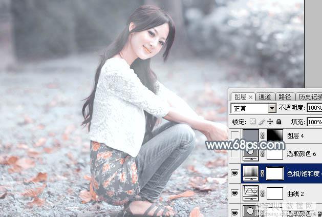 Photoshop将外景美女加上唯美的秋季淡冷色33