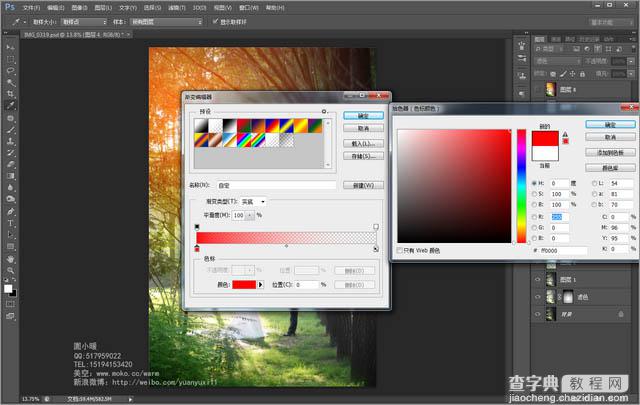 Photoshop为偏暗的树林婚片增加灿烂的阳光色彩7