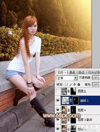 Photoshop将偏暗的树边美女调制出绚丽的阳光色27