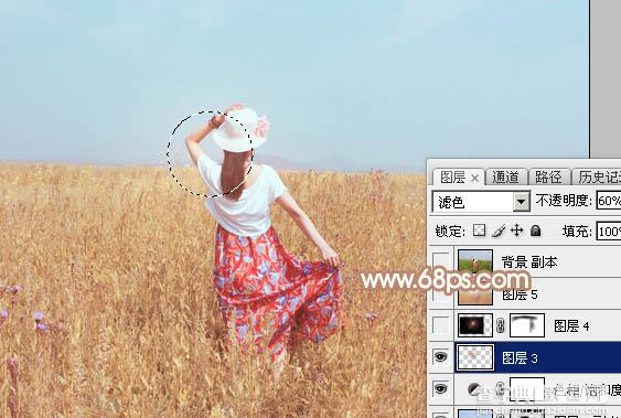 Photoshop为草原上的美女调制清爽的红褐色33