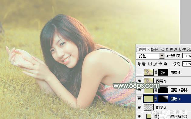 Photoshop为草地美女调出唯美的暖黄色43