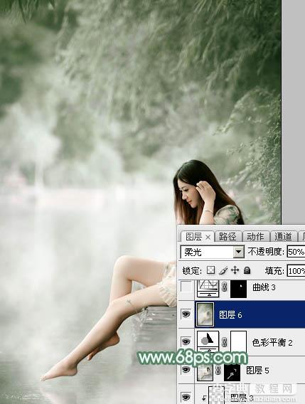 Photoshop将外景人物打造出唯美的古典淡绿色37
