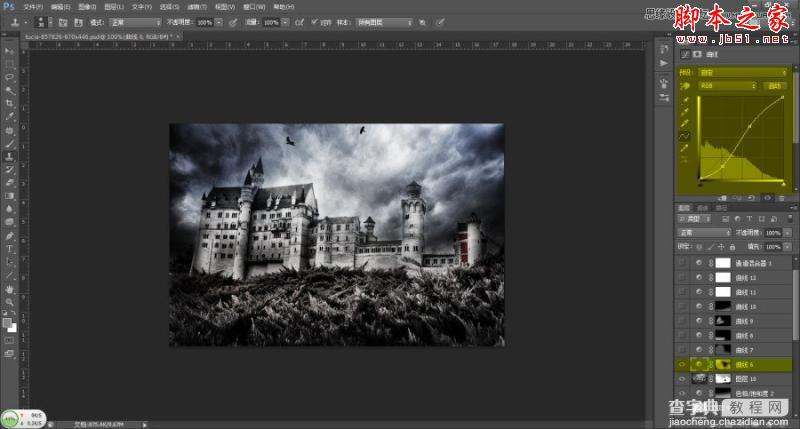 Photoshop将普通城堡图片渲染成哥特式恐怖场景15