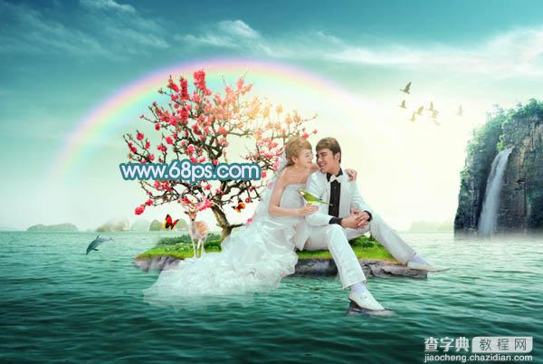 Photoshop打造唯美的彩虹岛婚片教程51