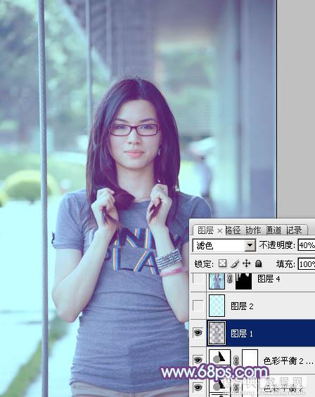 Photoshop为外景人物增加淡淡的韩系青蓝色特效22
