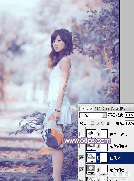 photoshop利用通道替换工具将外景人物图片制作出淡美的蓝紫色21