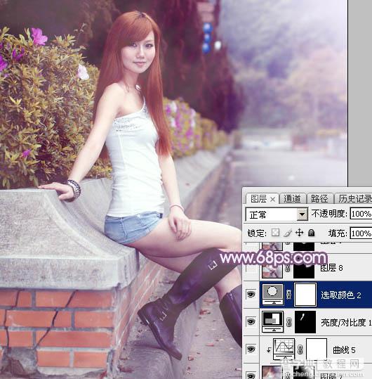 Photoshop调出甜美的秋季蓝紫色外景美女图片42