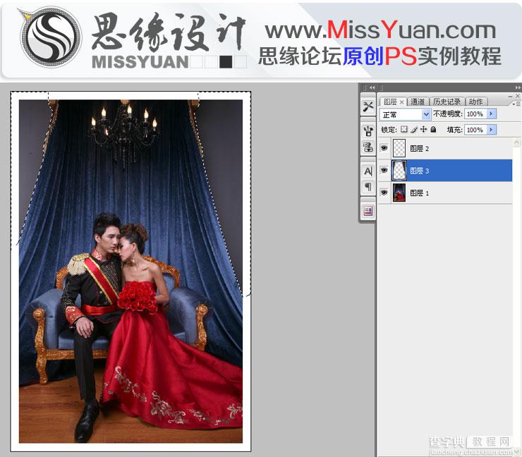 Photoshop将室内婚纱照调制出高贵典雅的欧式油画风格特效4