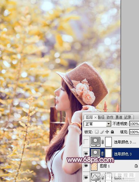 Photoshop将夏季外景美女图片调制出小清新的秋季色17
