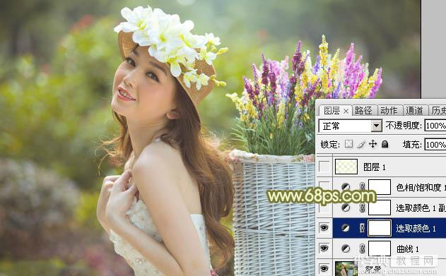 Photoshop将外景婚片调出甜美的淡调青黄色9