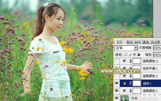 Photoshop利用Lab模式为野花中的美女加上甜美的粉色调18