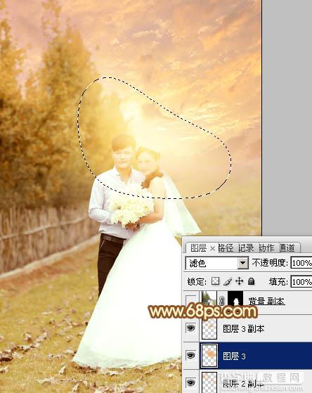 Photoshop为泛白的顺林婚片增加柔美的霞光效果教程26