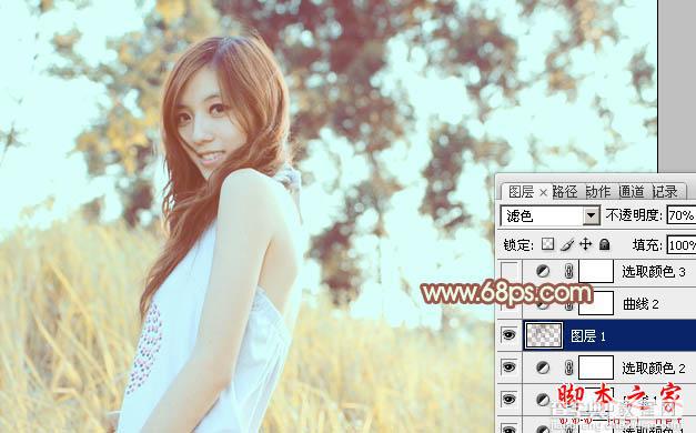 Photoshop将外景人物图片调制出流行的韩系淡调青黄色15
