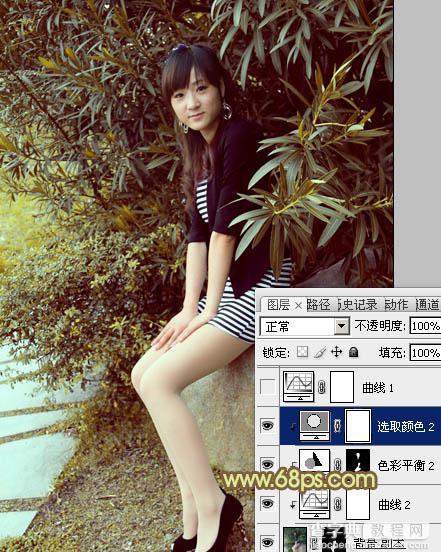 Photoshop为树林美女加上柔和的古典褐色调效果教程21