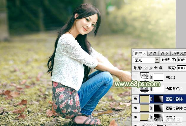 Photoshop为外景美女图片打造古典中性暖色24