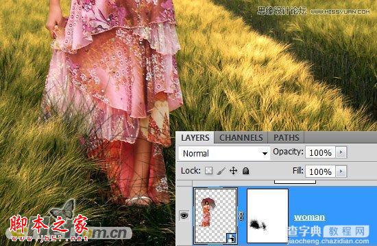 Photoshop合成制作在草丛中行走的美女场景7