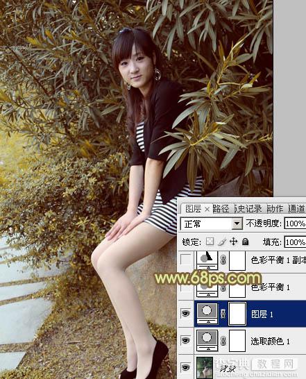 Photoshop为树林美女加上柔和的古典褐色调效果教程8