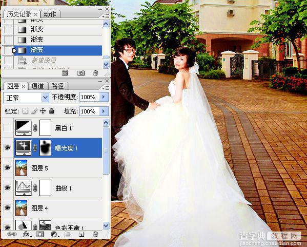 Photoshop将为泛白的外景婚片天空调制鲜艳效果32
