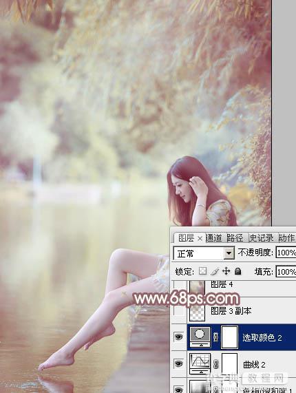 Photoshop将河景美女图片打造唯美的暖色调25