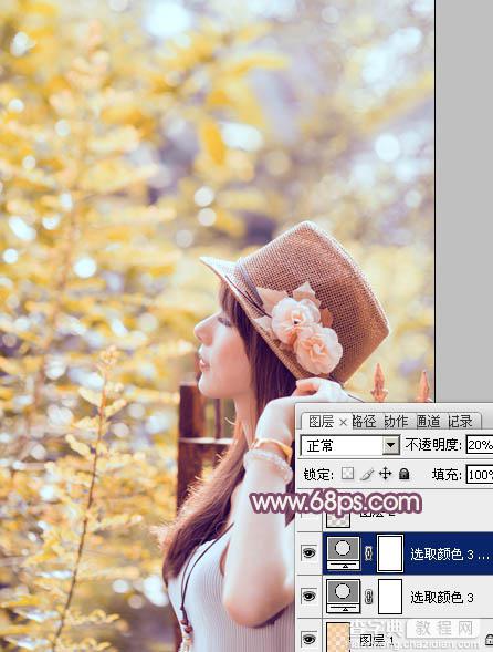 Photoshop将夏季外景美女图片调制出小清新的秋季色18