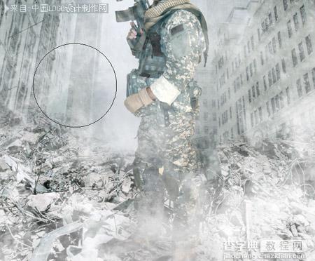 Photoshop合成士兵站在战争蹂躏的上的冷色调海报15