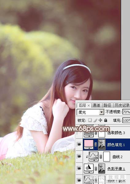 Photoshop为甜美的外景美女加上漂亮的粉褐色30